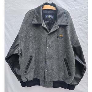 Luna Pier Corona Extra Wool Leather Varsity Jacket XXL Grey Canada Vintage
